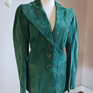 Vintage Fitted Green Suede Blazer/Jacket 60s/70s-Unique